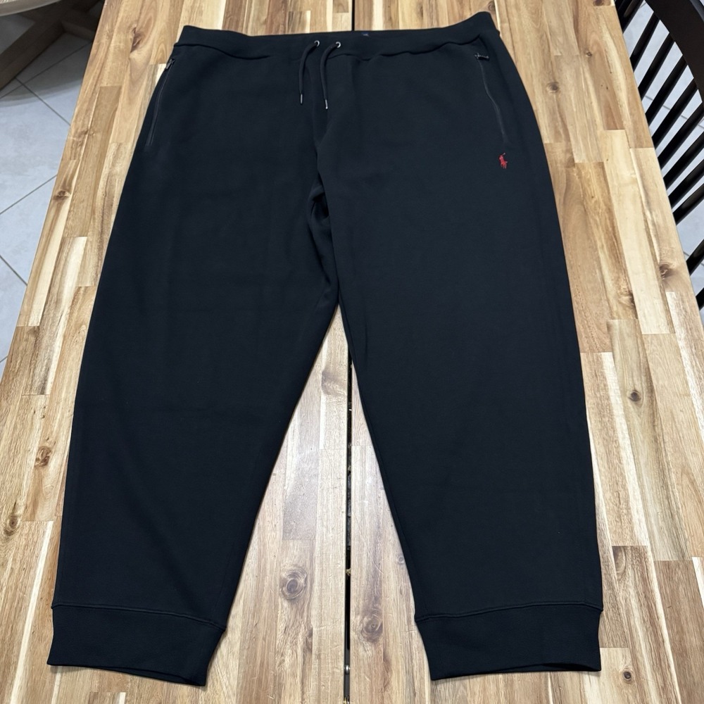 Polo Ralph Lauren Joggers Mens 4XB Black Red Pony Double Knit Mesh Tapered